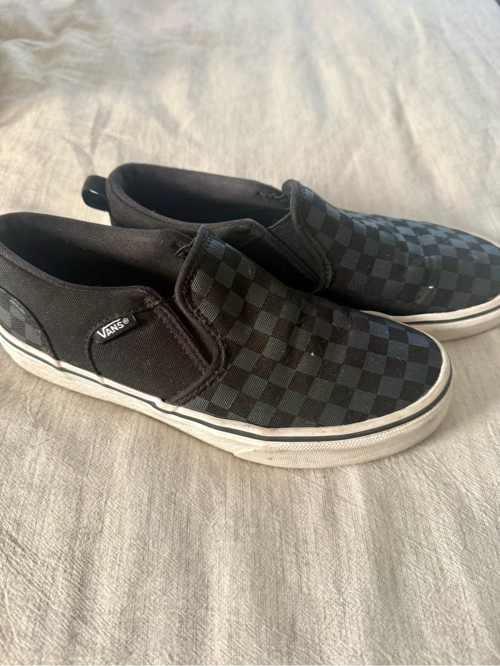 Vans Kids Black Checkerboard Slip-On Sneakers